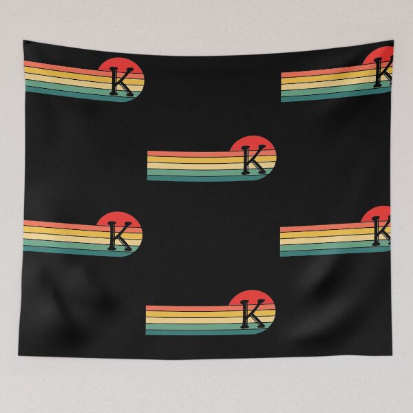 Item preview, Letter K - Monogram - Retro Rainbow Circle Monogram designed and sold by TeesForNerds.