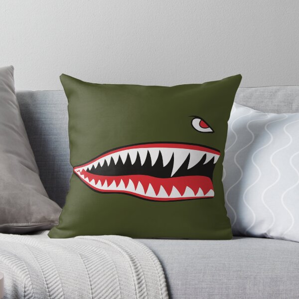 Flying Tigers Nose Warhawk Throw Pillow