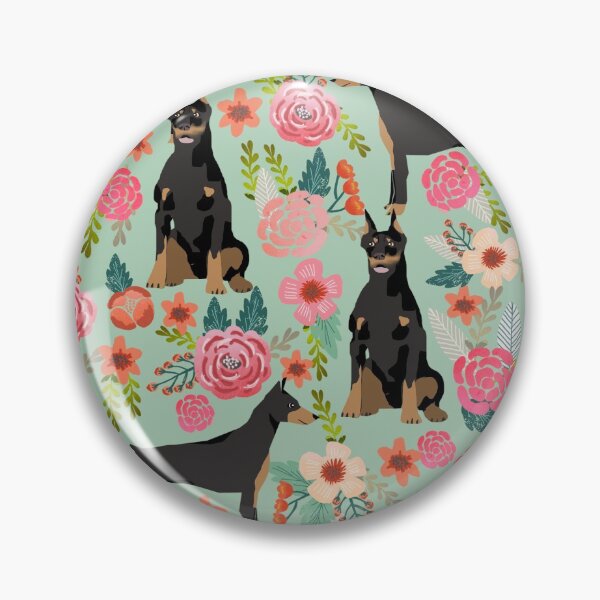 Artikelvorschau, doberman dog floral pattern - vintage florals, doggo, cute dobbie dog entworfen und verkauft von PetFriendly.