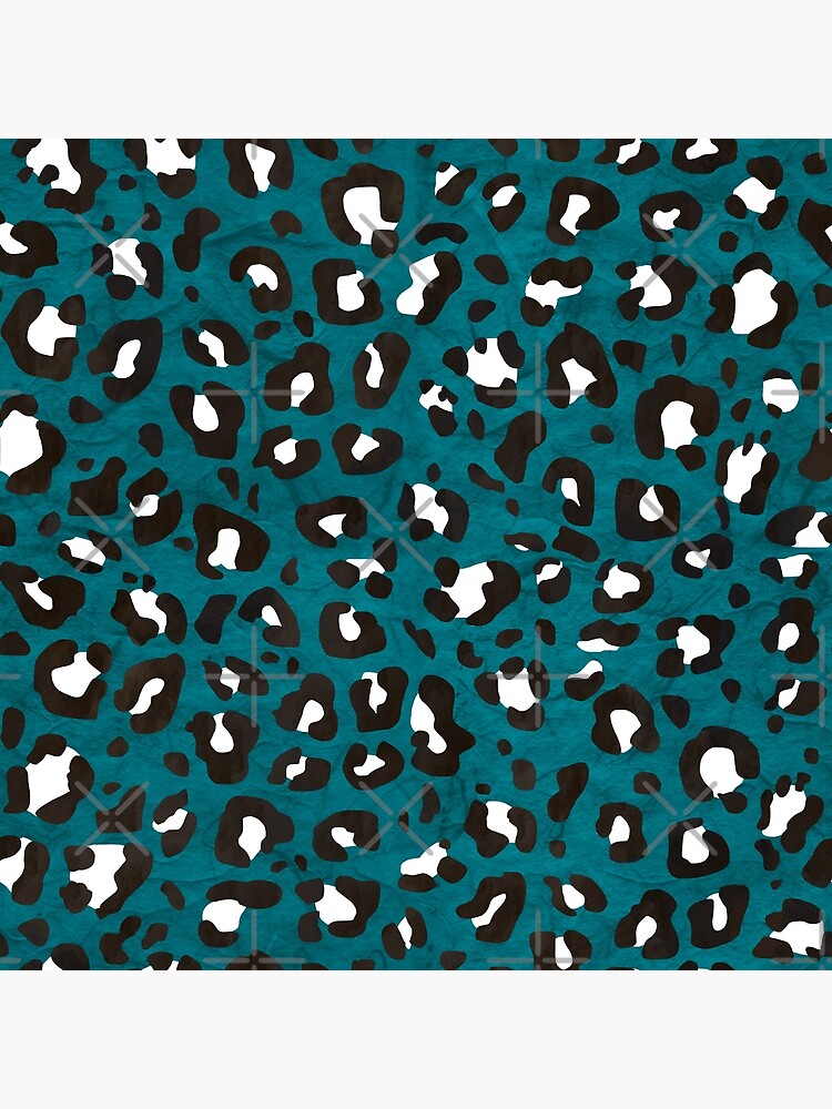 Peacock Blue Leopard Print with Black and White Spots | Poster