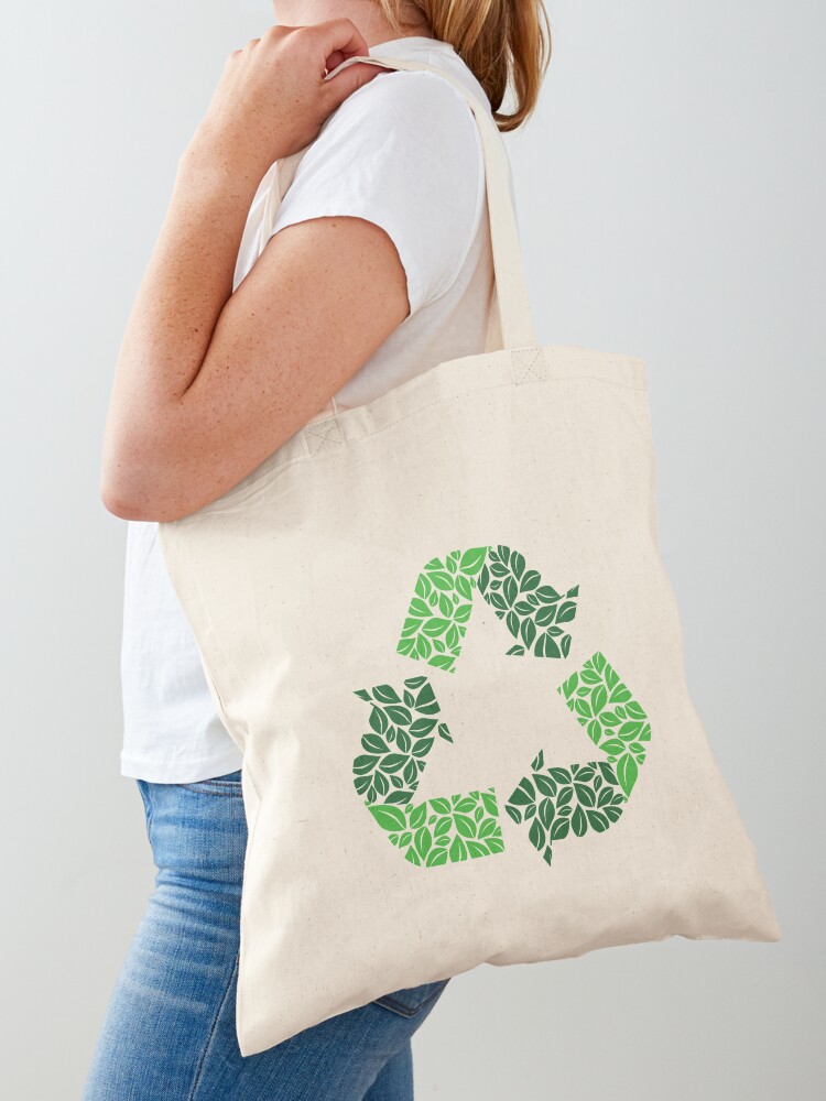 Recycle Tote Bag With Recycling Symbol, Reusable Grocery Bag, Eco