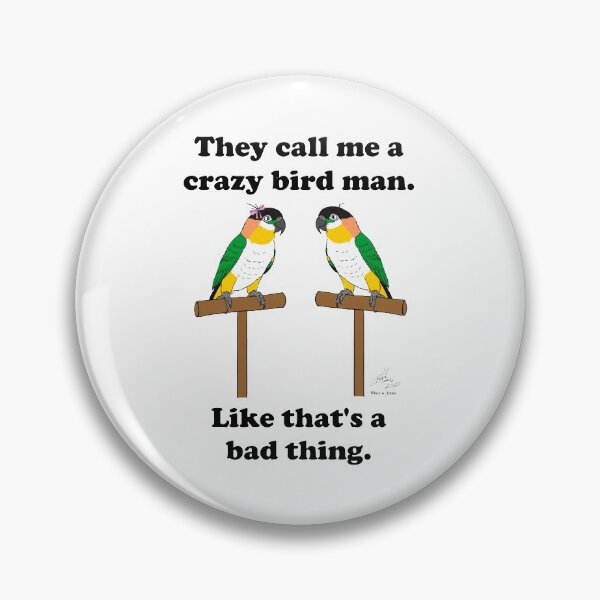 Item preview, Crazy Bird Man with Black Headed Caiques designed and sold by Laughing Parrot Studio.