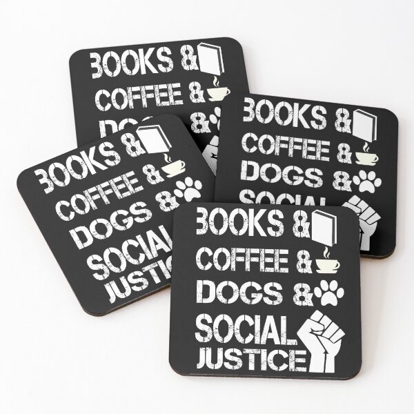 Item preview, Dogs Books Coffee and Social Justice Dog Lover Gifts book lovers day for  designed and sold by AYMEDD.