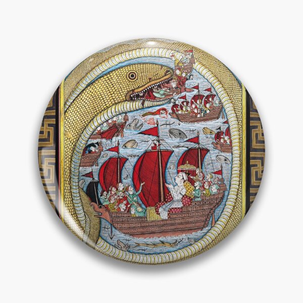 Item preview, A MONSTRUOUS SEA SERPENT DEVOURING THE ROYAL FLEET Antique Indian Miniature designed and sold by BulganLumini.
