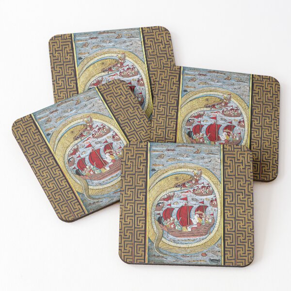 Item preview, A MONSTRUOUS SEA SERPENT DEVOURING THE ROYAL FLEET Antique Indian Miniature designed and sold by BulganLumini.