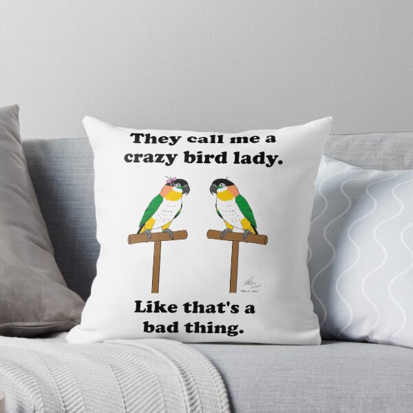 Item preview, Crazy Bird Lady with Black Headed Caiques designed and sold by Laughing Parrot Studio.
