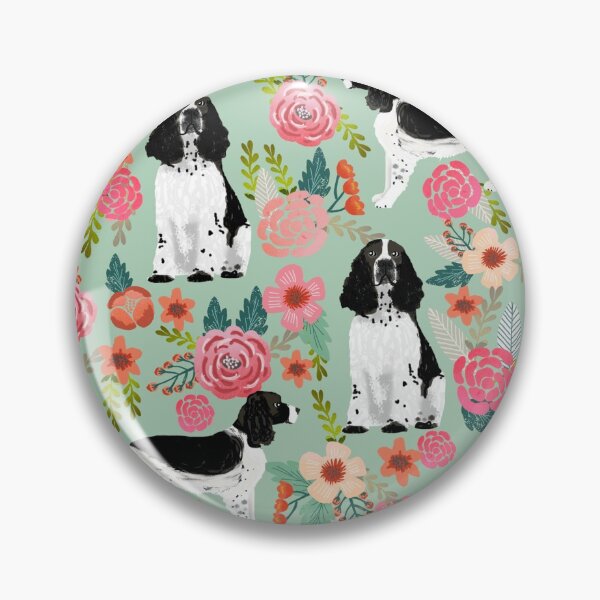 Item preview, english springer spaniel black and white dogs floral pattern - vintage florals, doggo, springer spaniel designed and sold by PetFriendly.