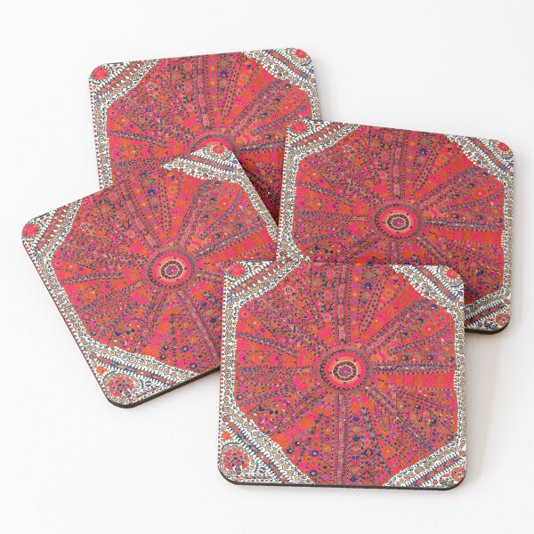 Item preview, Pink Wildflower Sunshine II // 18th Century Colorful Pinkish Red Blue Sapphire Metallic Happy Pattern designed and sold by vintagepatterns.