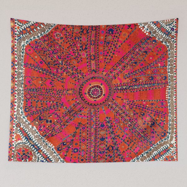 Item preview, Pink Wildflower Sunshine II // 18th Century Colorful Pinkish Red Blue Sapphire Metallic Happy Pattern designed and sold by vintagepatterns.