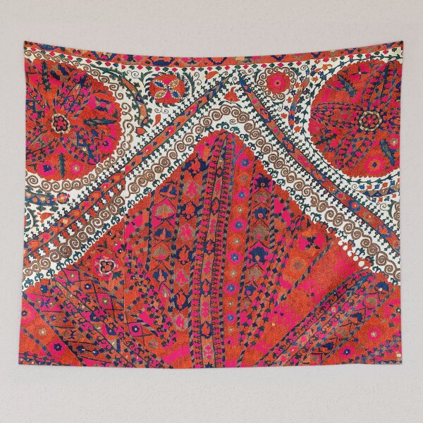 Item preview, Pink Wildflower Sunshine III // 18th Century Colorful Pinkish Red Blue Sapphire Metallic Happy Pattern designed and sold by vintagepatterns.