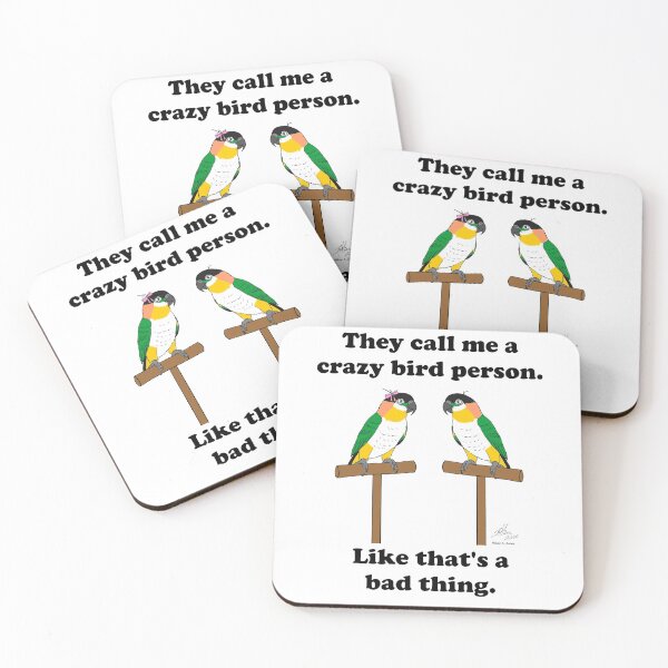 Item preview, Crazy Bird Person  with Black Headed Caiques designed and sold by Laughing Parrot Studio.