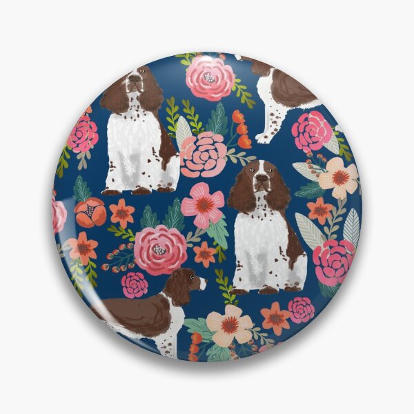 Artikelvorschau, english springer spaniel liver dog dogs floral pattern - vintage florals, doggo, springer spaniel entworfen und verkauft von PetFriendly.