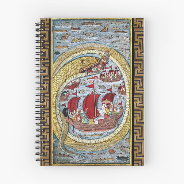 Item preview, A MONSTRUOUS SEA SERPENT DEVOURING THE ROYAL FLEET Antique Indian Miniature designed and sold by BulganLumini.