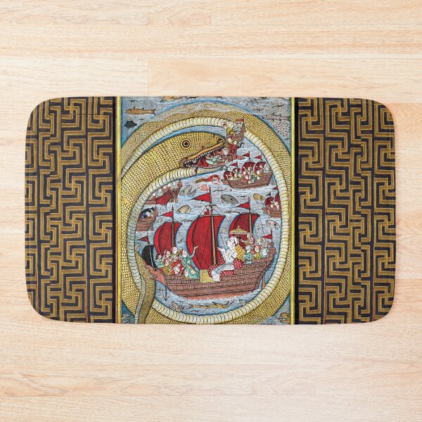 Item preview, A MONSTRUOUS SEA SERPENT DEVOURING THE ROYAL FLEET Antique Indian Miniature designed and sold by BulganLumini.
