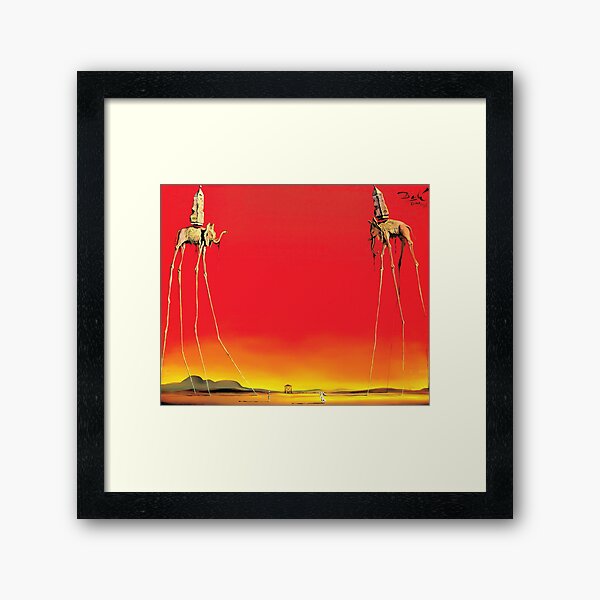 Salvador Dali The Elephants (Les Éléphants) 1948 Artwork for Wall Art, Prints, Posters, Tshirts, Men, Women, Kids Framed Art Print