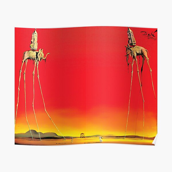 Salvador Dali The Elephants (Les Éléphants) 1948 Artwork for Wall Art, Prints, Posters, Tshirts, Men, Women, Kids Poster