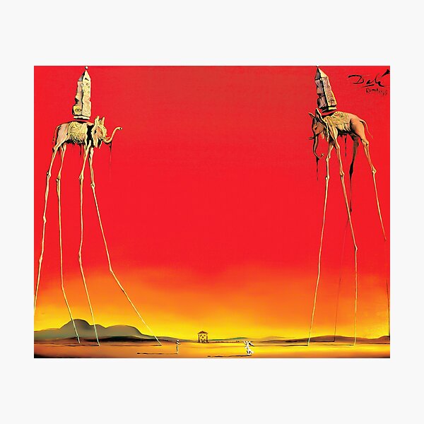 Salvador Dali The Elephants (Les Éléphants) 1948 Artwork for Wall Art, Prints, Posters, Tshirts, Men, Women, Kids Photographic Print