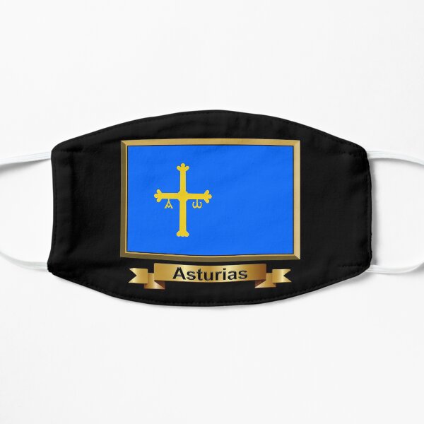 Regalos, pegatinas y productos de la bandera de Asturias (N) Mascarilla plana