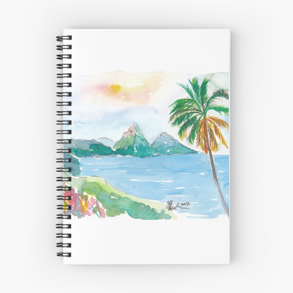 Item preview, St. Lucia Caribbean dreams with sunset and Pitons Peaks designed and sold by artshop77.