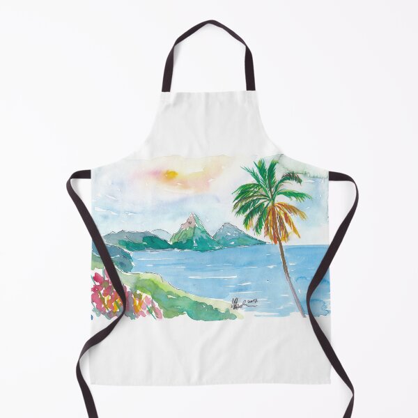 Item preview, St. Lucia Caribbean dreams with sunset and Pitons Peaks designed and sold by artshop77.