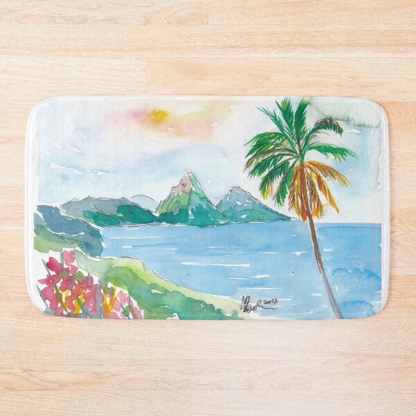 Item preview, St. Lucia Caribbean dreams with sunset and Pitons Peaks designed and sold by artshop77.
