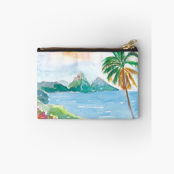 Item preview, St. Lucia Caribbean dreams with sunset and Pitons Peaks designed and sold by artshop77.