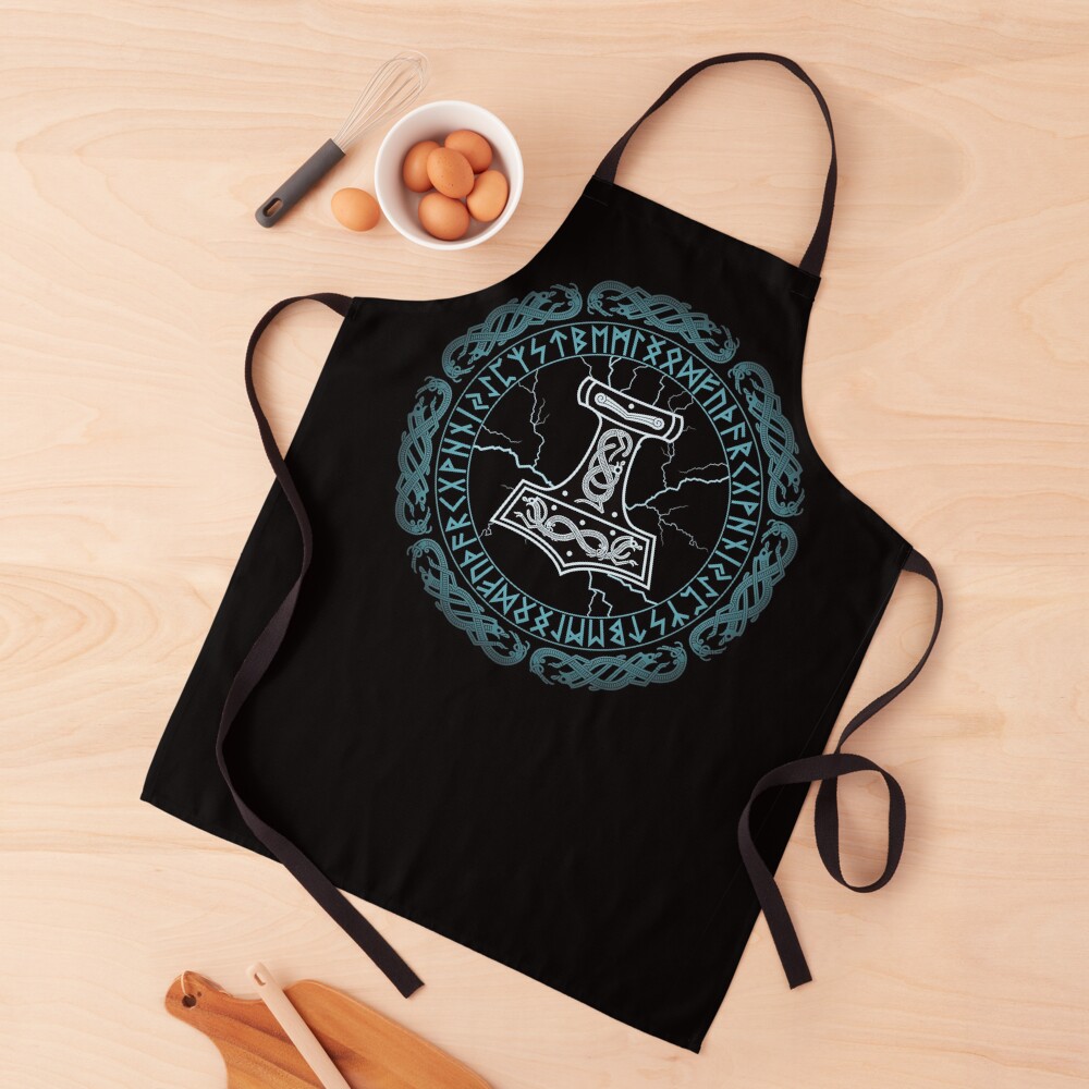 Mjölnir Hammer of Thor Runes Apron