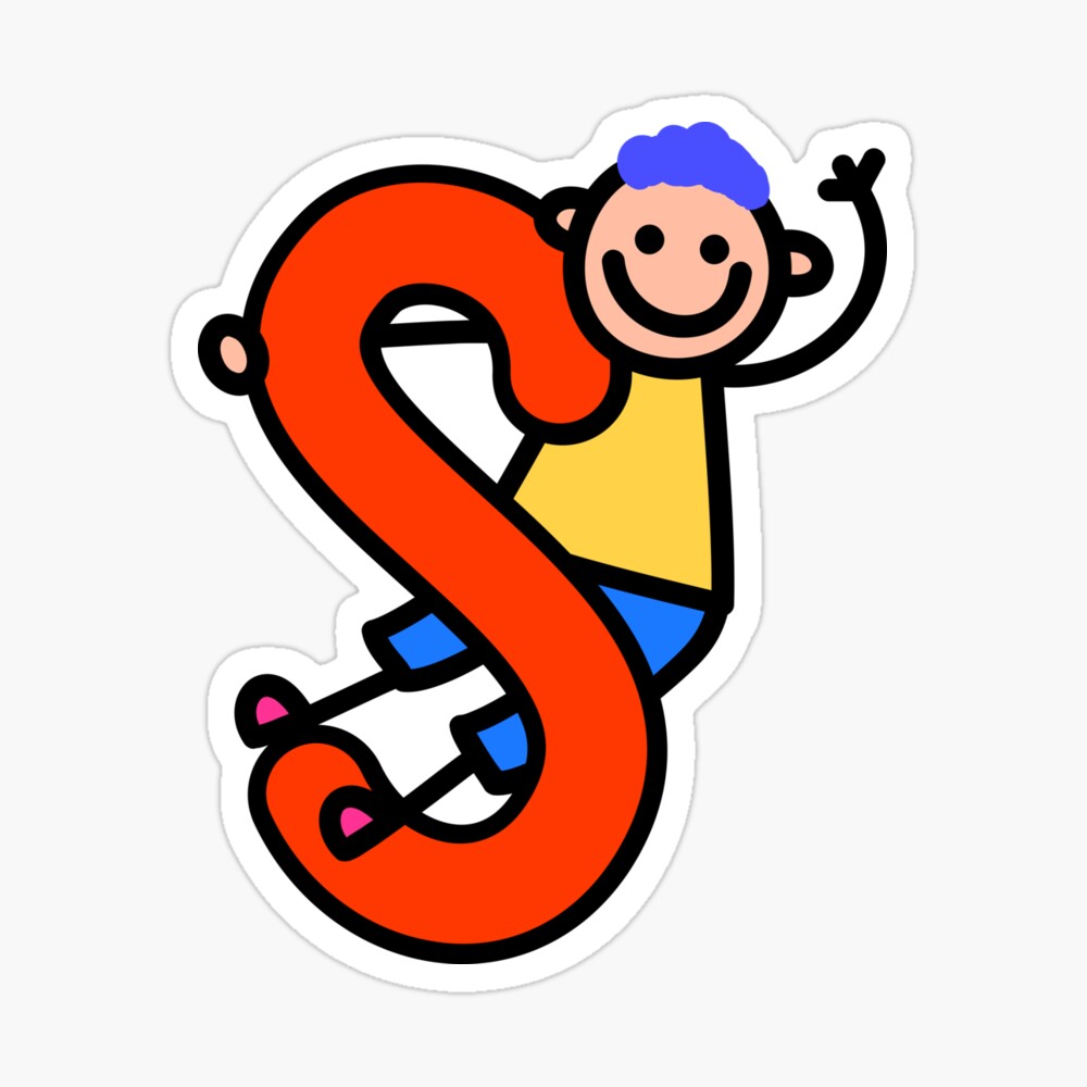 Letter S for Boys alphabet Kids Colorful Cartoon Character