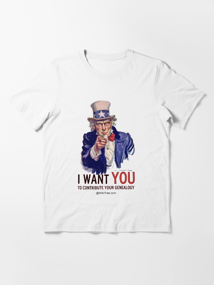 Alternative Ansicht von Ich möchte, dass SIE Ihre Genealogie beitragen ... @ wikitree.com Essential T-Shirt