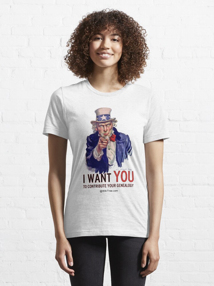 Alternative Ansicht von Ich möchte, dass SIE Ihre Genealogie beitragen ... @ wikitree.com Essential T-Shirt