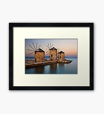 Old windmills of Chios island Framed Print