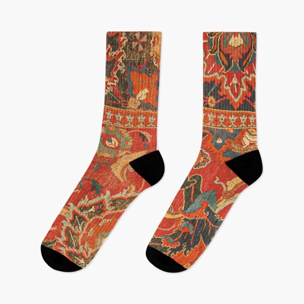 Item preview, Red Arabic Rug I // 17th Century Colorful Firey Red Light Teal Sapphire Navy Blue Ornate Pattern designed and sold by vintagepatterns.