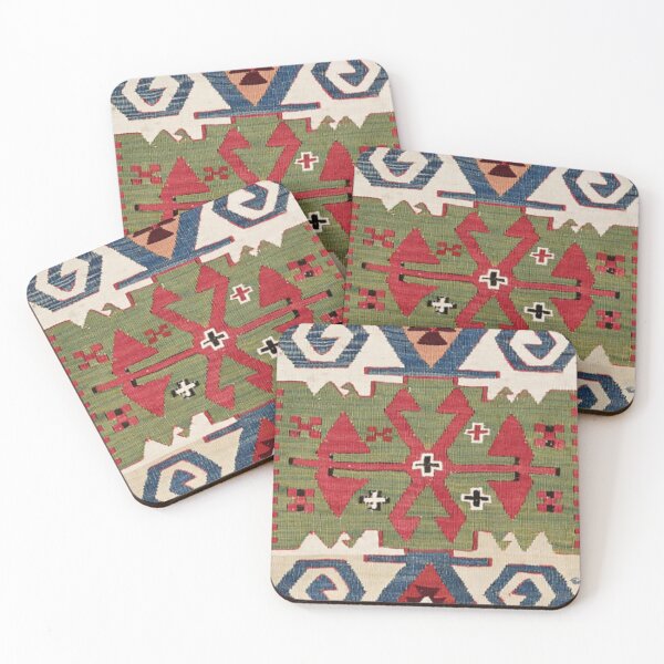 Item preview, Red Diamond Arrow Konya // 19th Century Authentic Colorful Blue Green Cowboy Accent Pattern designed and sold by vintagepatterns.