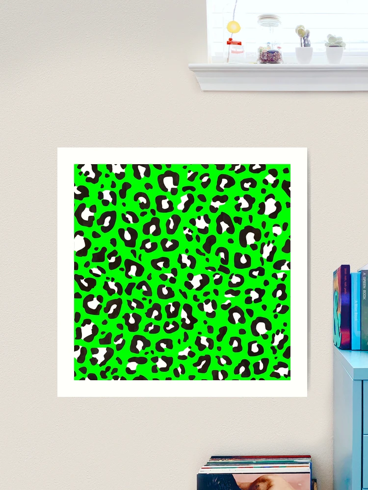 Bright Green Leopard Print with Black and White Spots