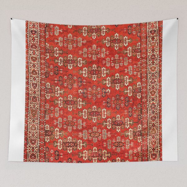 Item preview, Southwest Shapes I // Bright Colorful Red Orange Green Creme Ornate Southwestern Tuscan Rug Pattern designed and sold by vintagepatterns.