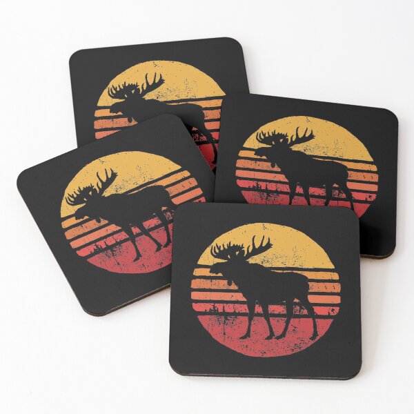 Item preview, Canadian Moose with Retro Sunset Background designed and sold by theblueofmyeye.