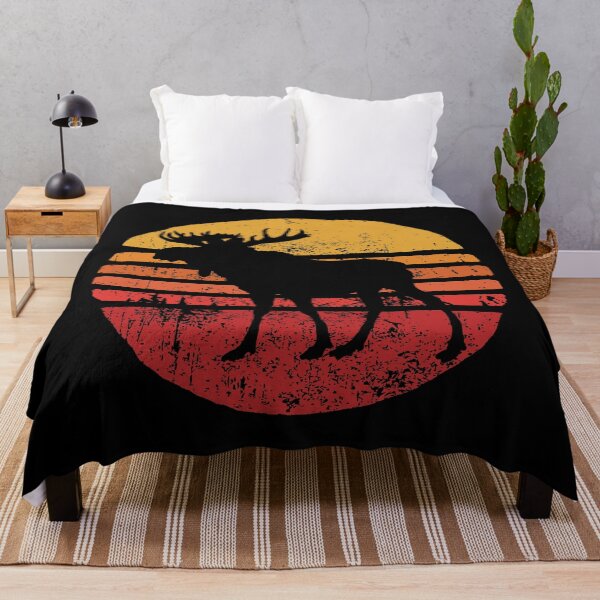 Item preview, Canadian Moose with Retro Sunset Background designed and sold by theblueofmyeye.