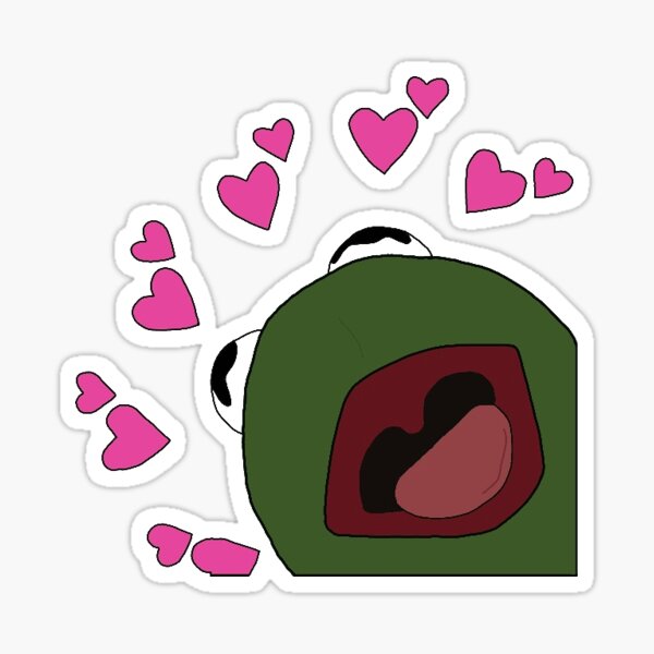 "kermit with hearts" Sticker by SpooneyCoyote Redbubble