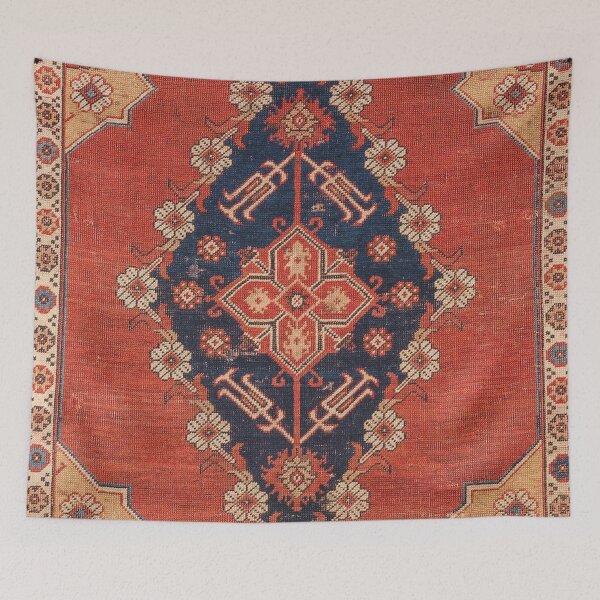 Item preview, Southwest Tuscan Shapes I // 18th Century Aged Dark Blue Redish Yellow Colorful Ornate Rug Pattern designed and sold by vintagepatterns.