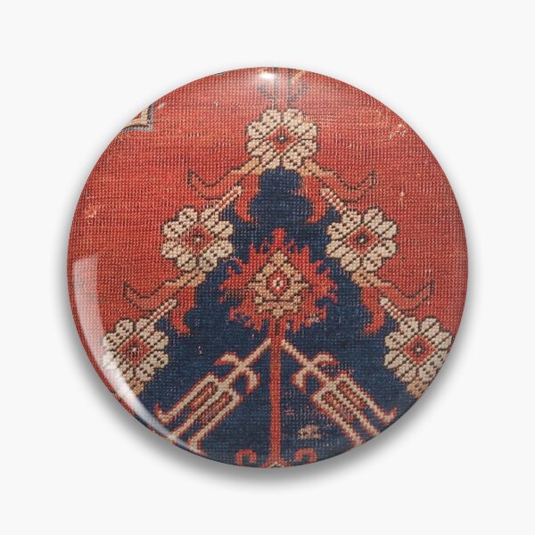 Item preview, Southwest Tuscan Shapes III // 18th Century Aged Dark Blue Redish Yellow Colorful Ornate Rug Pattern designed and sold by vintagepatterns.