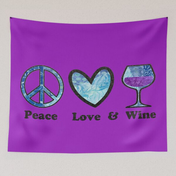 Item preview, Peace Love and Wine blue batik design designed and sold by artbyomega.