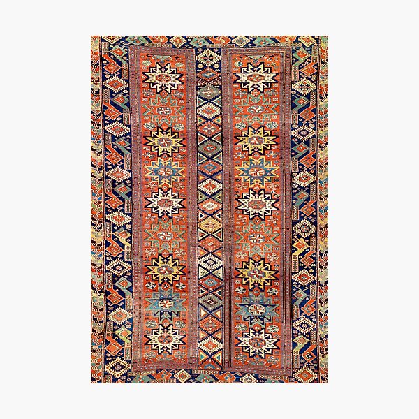 Item preview, Southwestern Farmhouse I // 19th Century Colorful Red Yellow Blue Green Aztec Farm Stars Pattern designed and sold by vintagepatterns.