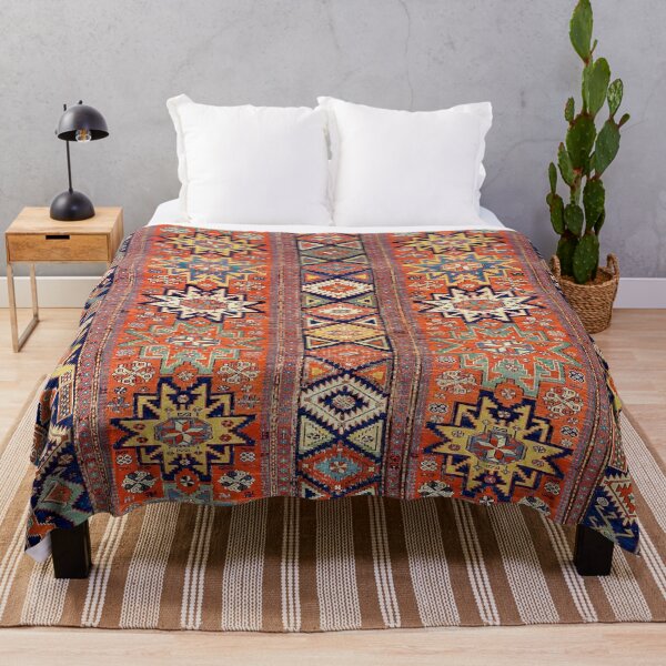 Item preview, Southwestern Farmhouse I // 19th Century Colorful Red Yellow Blue Green Aztec Farm Stars Pattern designed and sold by vintagepatterns.