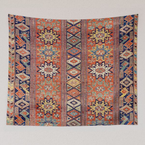 Item preview, Southwestern Farmhouse I // 19th Century Colorful Red Yellow Blue Green Aztec Farm Stars Pattern designed and sold by vintagepatterns.