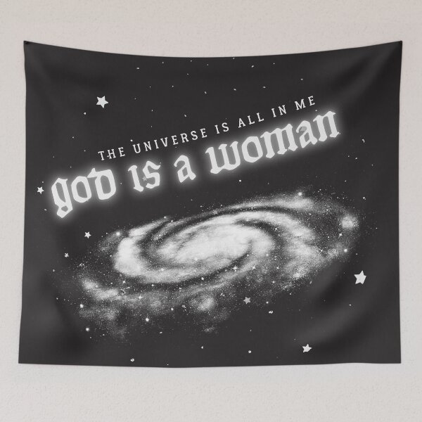 Item preview, "god is a woman" b&w galaxy designed and sold by thewayitshine.