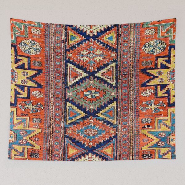 Item preview, Southwestern Farmhouse II // 19th Century Colorful Red Yellow Blue Green Aztec Farm Stars Pattern designed and sold by vintagepatterns.
