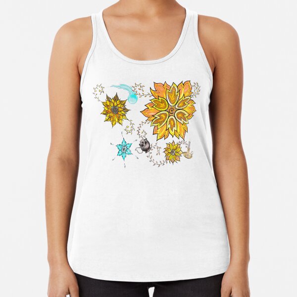 Ditzy Flame Flowers Racerback Tank Top