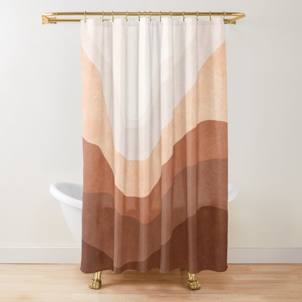 Ombre neutral mountain landscape Shower Curtain