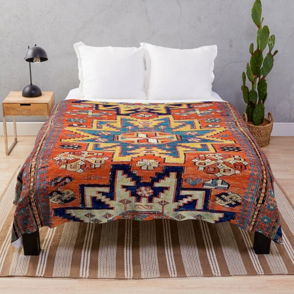 Item preview, Southwestern Farmhouse IV // 19th Century Colorful Red Yellow Blue Green Aztec Farm Stars Rug designed and sold by vintagepatterns.