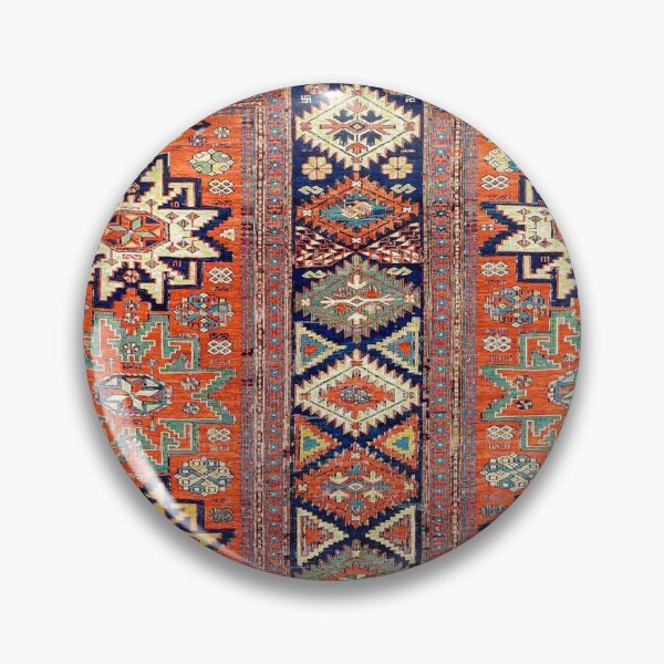 Item preview, Southwestern Farmhouse V // 19th Century Colorful Red Yellow Blue Green Aztec Farm Stars Rug designed and sold by vintagepatterns.